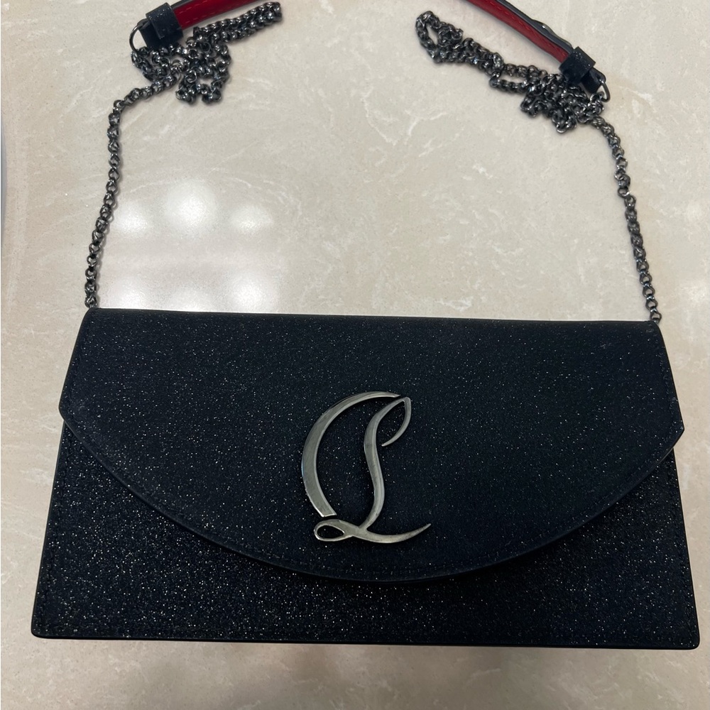 Christian Louboutin loubi Black Glitter Crossbody Bag